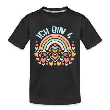 4 Jahre Mädchen Geschenk 4. Geburtstag - Kinder Premium Bio T-Shirt - Schwarz - Vorne
