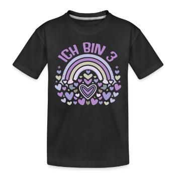 3 Jahre Mädchen Geschenk 3. Geburtstag - Kinder Premium Bio T-Shirt - Schwarz - Vorne