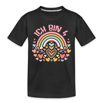 4 Jahre Mädchen Geschenk 4. Geburtstag - Kinder Premium Bio T-Shirt - Schwarz - Vorne