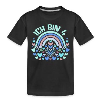 4 Jahre Mädchen Geschenk 4. Geburtstag - Kinder Premium Bio T-Shirt - Schwarz - Vorne