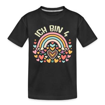 4 Jahre Mädchen Geschenk 4. Geburtstag - Kinder Premium Bio T-Shirt - Schwarz - Vorne