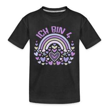 4 Jahre Mädchen Geschenk 4. Geburtstag - Kinder Premium Bio T-Shirt - Schwarz - Vorne
