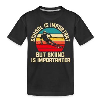 Ski Skiing Skiers - Kids' Premium Organic T-Shirt - black - Front
