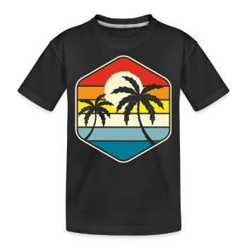 Palmen Retro Vintage - Kinder Premium Bio T-Shirt - Schwarz - Vorne