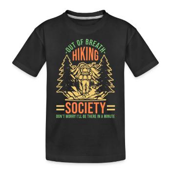 Wanderer Wandern Out Of Breath Hiking Society - Kinder Premium Bio T-Shirt - Schwarz - Vorne