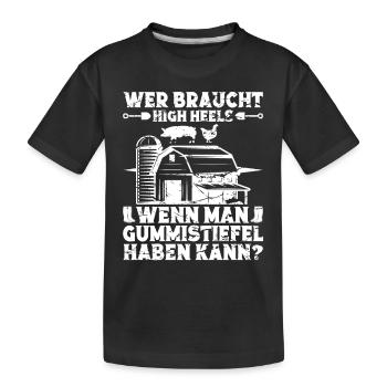 Landwirt Gummistiefel Bauer Traktor Hektar - Kinder Premium Bio T-Shirt - Schwarz - Vorne