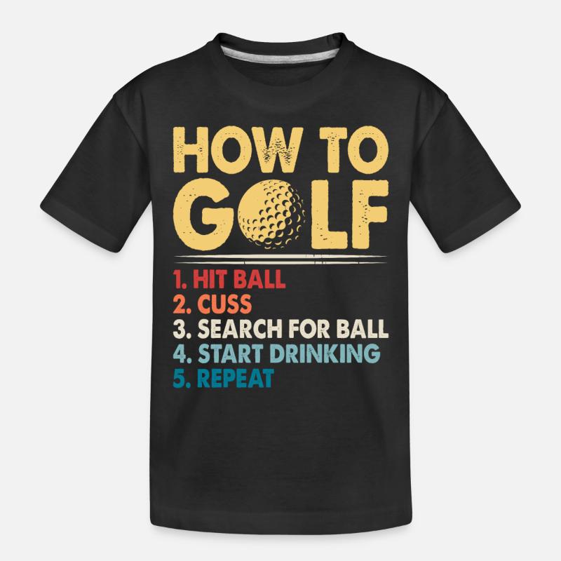 Golf Golfer - Kinder Premium Bio T-Shirt - Schwarz