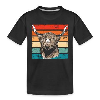 Retro Scottish Highland Cow Outfit - Kids' Premium Organic T-Shirt - black - Front