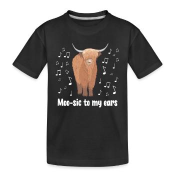 Moo-sic - Musique Vache écossaise des Highlands - T-shirt bio Premium Enfant - noir - Devant
