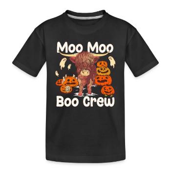 Scottish Highland Cow Moo Moo Boo Crew Halloween - T-shirt bio Premium Enfant - noir - Devant
