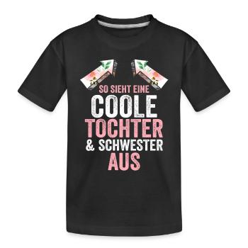 Tochter Schwester - Kinder Premium Bio T-Shirt - Schwarz - Vorne