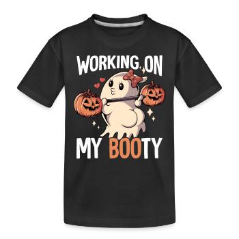 Working On My Booty Halloween - Kinder Premium Bio T-Shirt - Schwarz - Vorne