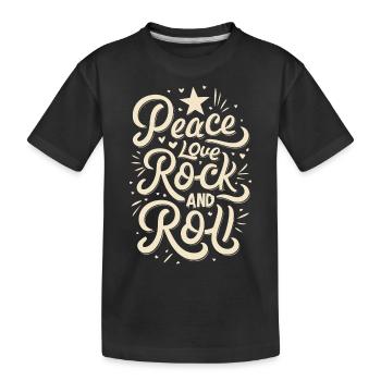 Peace Love Rock And Roll Statement Motto - Kinder Premium Bio T-Shirt - Schwarz - Vorne