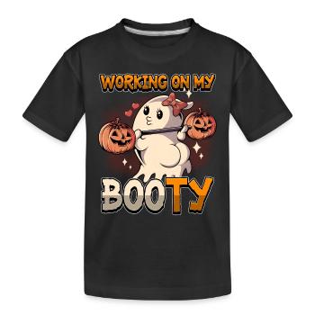 Working On My Booty Halloween - Kinder Premium Bio T-Shirt - Schwarz - Vorne