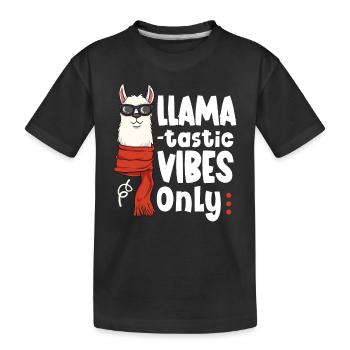 Niedliches Lama Lama Kleidung Lama Accessoires - Kinder Premium Bio T-Shirt - Schwarz - Vorne