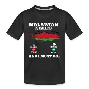 Malawi - Kids' Premium Organic T-Shirt - black - Front