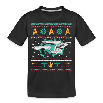 Star Trek Vaisseau Enterprise Ugly Christmas - T-shirt bio Premium Enfant - noir - Devant