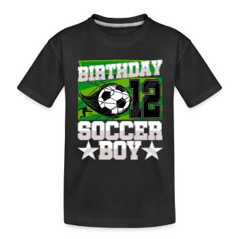 12e anniversaire Garçon Soccer 12 ans Cadeaux - T-shirt bio Premium Enfant - noir - Devant