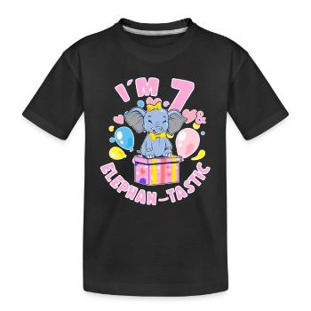 Birthday Elephant 7 Years Old Bday Party Gift - Kinder Premium Bio T-Shirt - Schwarz - Vorne