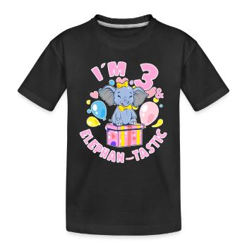 Birthday Elephant 3 Years Old Bday Party Gift - Kids' Premium Organic T-Shirt - black - Front