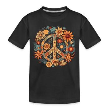 Kostüm Hippie Peace Zeichen - Kinder Premium Bio T-Shirt - Schwarz - Vorne