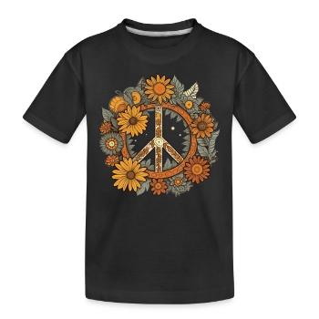 Kostüm Hippie Peace Zeichen - Kinder Premium Bio T-Shirt - Schwarz - Vorne