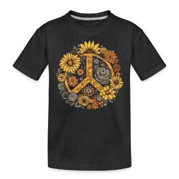Kostüm Hippie Peace Zeichen - Kinder Premium Bio T-Shirt - Schwarz - Vorne