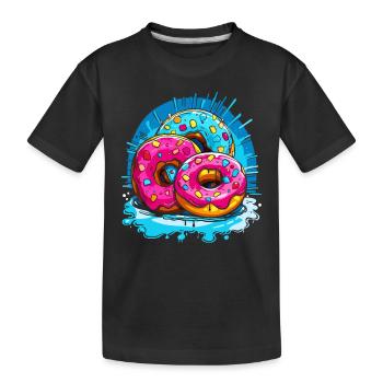 Überall Donuts: Leckere süße Donuts - Kinder Premium Bio T-Shirt - Schwarz - Vorne