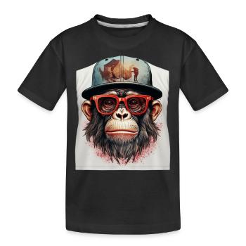 Monkey Geek - Kinder Premium Bio T-Shirt - Schwarz - Vorne
