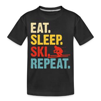 Ski Skifahren Skifahrer - Kinder Premium Bio T-Shirt - Schwarz - Vorne