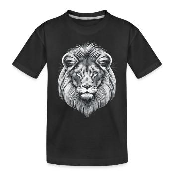 Mystical elegance: a Siberian lion in white - Kids' Premium Organic T-Shirt - black - Front