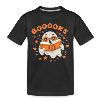 Literary Ghost World: The Bookworm Ghost - Kids' Premium Organic T-Shirt - black - Front