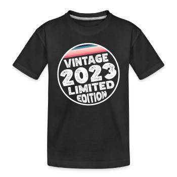 Vintage 2023 Babys Babyparty Kinderparty - Kinder Premium Bio T-Shirt - Schwarz - Vorne