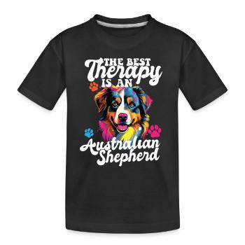 Australian Shepherd Pop Art & Dog Lover & Splash - Kids' Premium Organic T-Shirt - black - Front