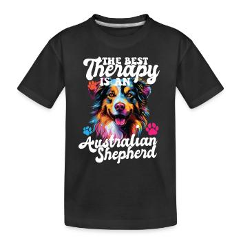 Australian Shepherd Pop Art & Dog Lover & Splash - Kids' Premium Organic T-Shirt - black - Front