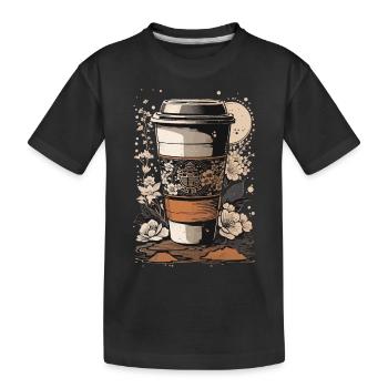Ukiyo-E Kaffee Kunst Leidenschaft Kaffeeliebhaber - Kinder Premium Bio T-Shirt - Schwarz - Vorne