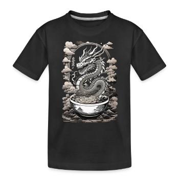 Drache aus Ramen Suppe Ukiyo-E Japan Kunststil - Kinder Premium Bio T-Shirt - Schwarz - Vorne