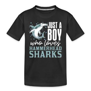 Tier Hai Meeresbewohner Jungen Geschenk Hammerhai - Kinder Premium Bio T-Shirt - Schwarz - Vorne