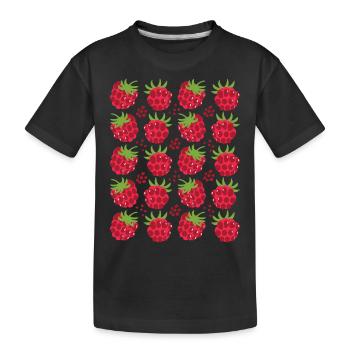 Motif de fruits de baies de framboise - T-shirt bio Premium Enfant - noir - Devant