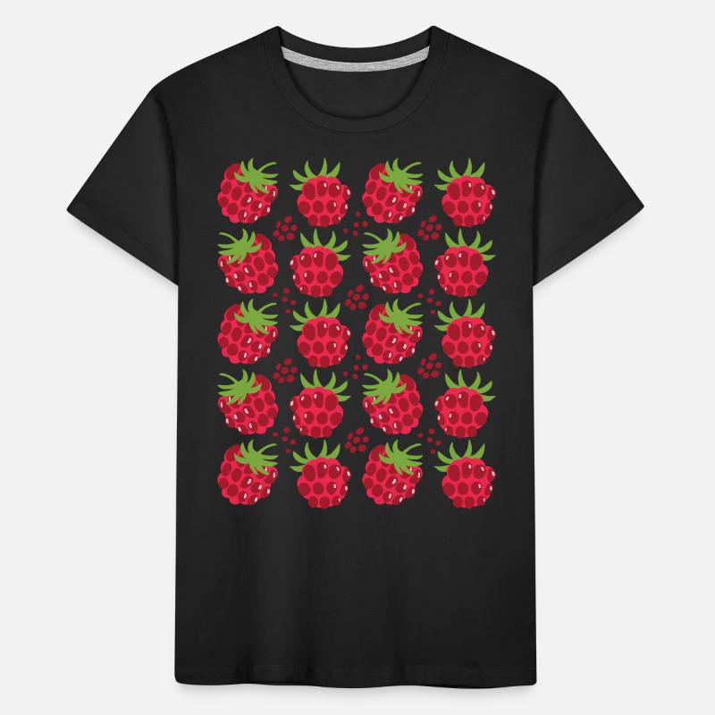 Raspberry Berries Fruit Pattern Kids' Premium Organic T-Shirt