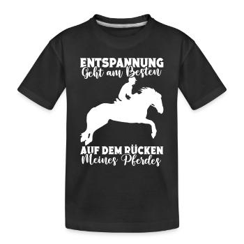 Pferde Reitsport Pferdebesitzer Pferdeliebhaber - Kinder Premium Bio T-Shirt - Schwarz - Vorne