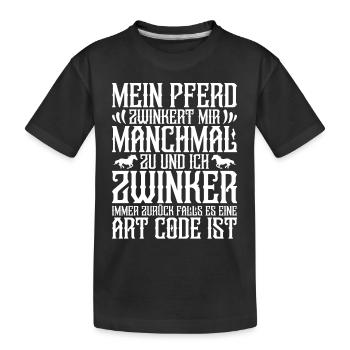 Pferde Pferdeliebhaber Pferdebesitzer Reitsport - Kinder Premium Bio T-Shirt - Schwarz - Vorne