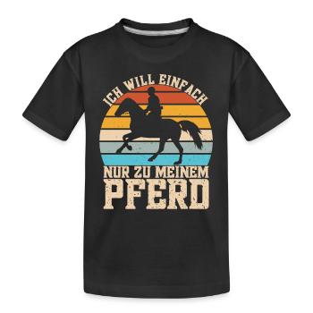 Reitsport Pferde Reitsport Pferdeliebhaber - Kinder Premium Bio T-Shirt - Schwarz - Vorne
