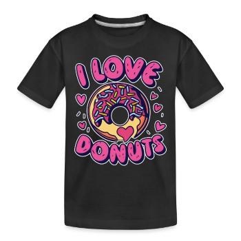 I love Donuts - Célébrez votre amour pour les beignets - T-shirt bio Premium Enfant - noir - Devant