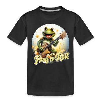 Lustiger Frosch mit E-Gitarre und Spruch - Kinder Premium Bio T-Shirt - Schwarz - Vorne