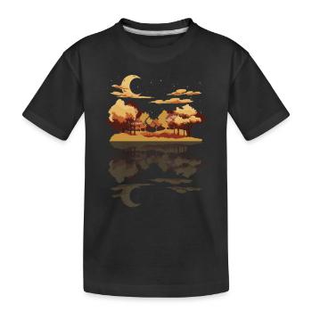 Halbmond Wald Bäume Reflektion Geschenk Natur - Kinder Premium Bio T-Shirt - Schwarz - Vorne