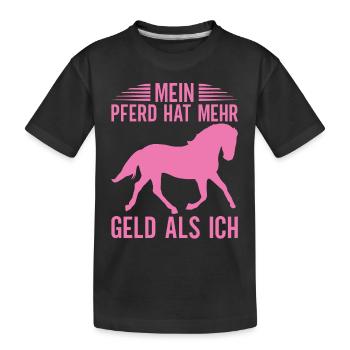 Reiten Reitsport Pferdeliebhaber Pferdebesitzer - Kinder Premium Bio T-Shirt - Schwarz - Vorne