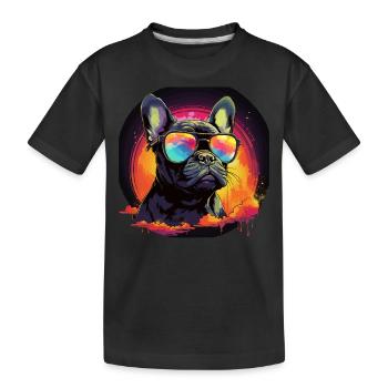 Synthwave des années 80 90 Bouledogue Français - T-shirt bio Premium Enfant - noir - Devant
