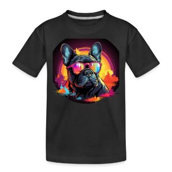 Synthwave des années 80 90 Bouledogue Français - T-shirt bio Premium Enfant - noir - Devant