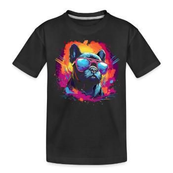 Synthwave des années 80 90 Bouledogue Français - T-shirt bio Premium Enfant - noir - Devant